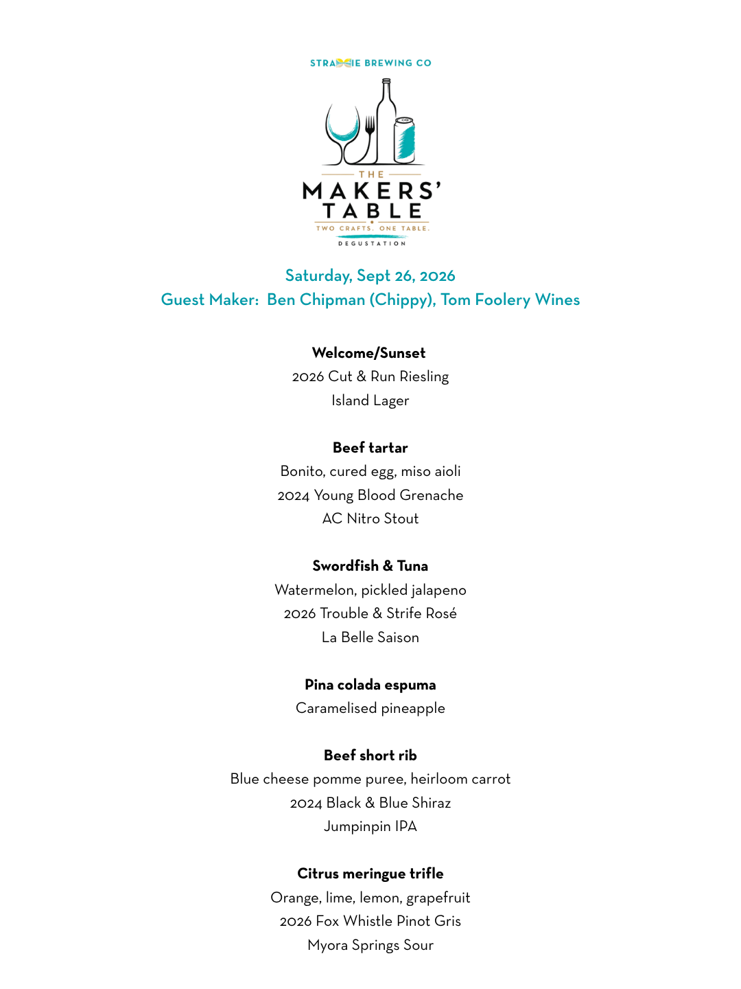 September Degustation Menu_The Makers' Table